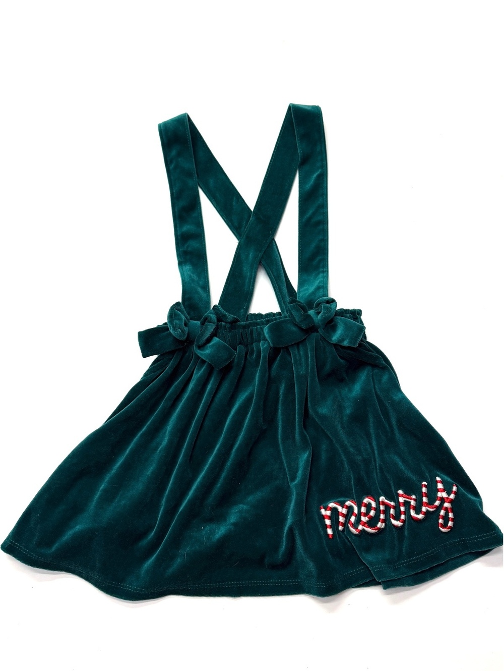 Bluey Christmas Holiday Girls Velvet Suspender Skirt Teal Size 5T Merry